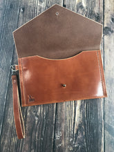 Load image into Gallery viewer, Envelope Clutch - Buck Brown Harness Leather - Wrist Strap
