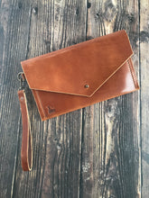 Load image into Gallery viewer, Envelope Clutch - Buck Brown Harness Leather - Wrist Strap

